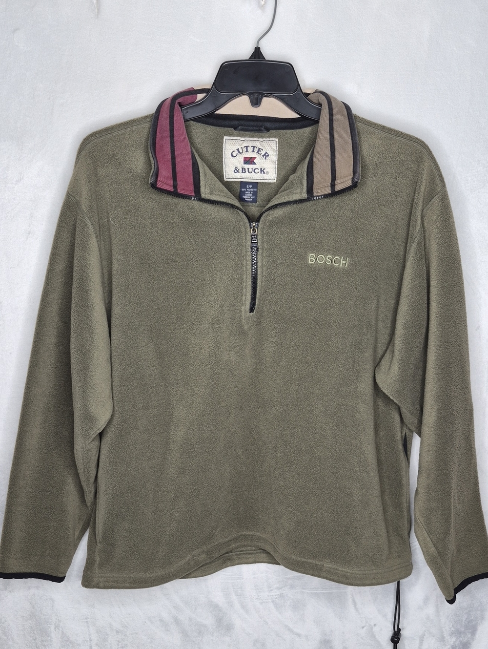 Vintage Cutter & Buck Bosch Corporate Olive Green Quarter-Zip Fleece Pullover‎ S